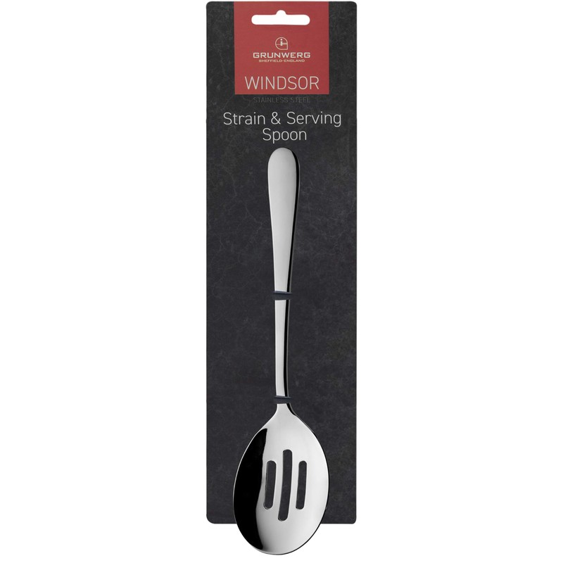 Grunwerg Windsor Carded Slotted Serving Spoon SSVGWDR/C, 18/0 Stainless Steel,