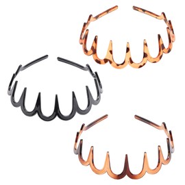 Resin Wavy Tooth Hairband Set – 3PCS Non-Slip Headbands for Women Zig-Zag Headband Comfortable for Washing Face Makeup