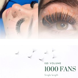 1000 Premade volume fans | 12D | 0.05 | Handmade loose fans for professional eyelash extensions | | Pinneacle Lash | Made in Vietnam | (CC curl - 11mm)