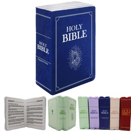 Cowenhey Bible Pillow Book Plush That Opens, Christian Holy Bible Stuff Religious Party Favors Gifts, Room Decorative Pillow for Bedroom Living Room (Blue)
