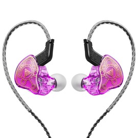 CNWUJASS Wired in Ear Earphone, QKZ Hi7T 3.5mm Gaming Earbuds, Sport Headphone Dynamic Headset with Microphone, for DJ Music Gaming Calling (Purple)