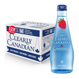 Clearly Canadian Sparkling Flavored Water, 11 oz Glass Bottles – Variety of Refreshing Flavors, Premium Carbonated Beverage, Available in 12-Pack and 24-Pack Options (12 Pack, Strawberry)