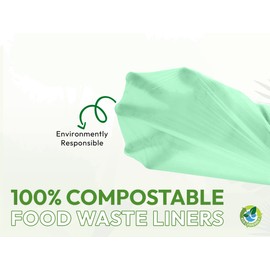 HooriPoori 5L - 7L 104 100% Compostable Biodegradable Food Caddy Liners Strong and Leak proof Kitchen Caddy Food Waste Bags 100% Corn Starch Plastic Free Fully Compliant with EN 14323 & AS 4736