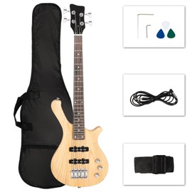 Ktaxon Ktaxon 4 String Electric Bass Guitar, 36-inch Bass Guitar Kit with Split single-coil Pickup, Rosewood Fretboard, Mahogany Body for Kids, Boy and Girl(Natural)