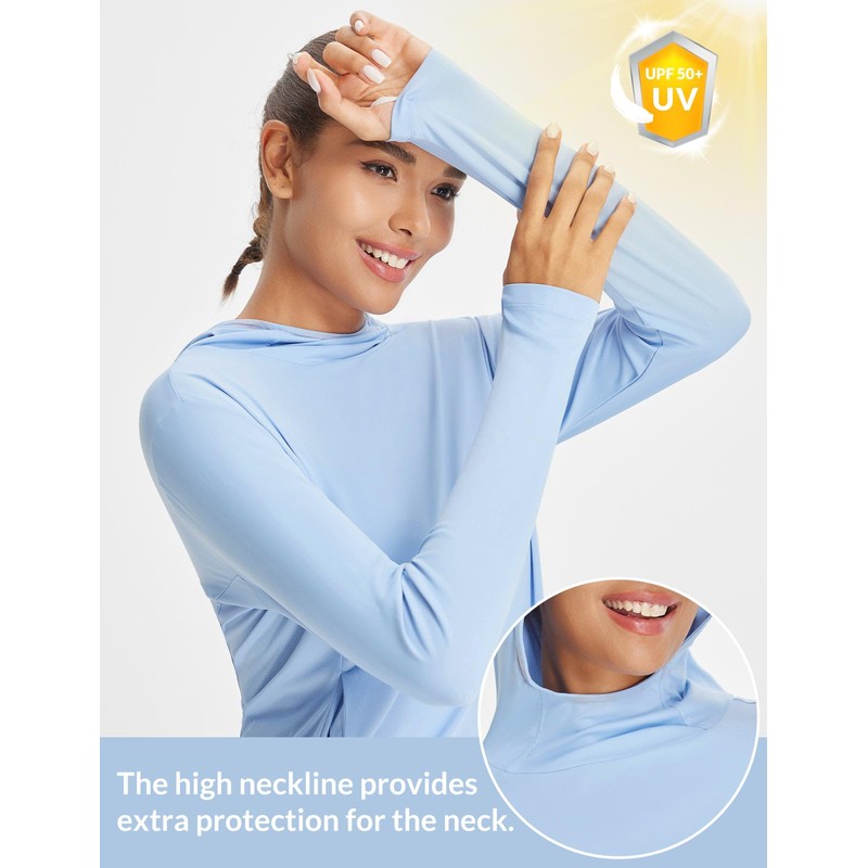 baleaf Women's UPF 50+ Sun Shirts UV Protection Hoodie Neck