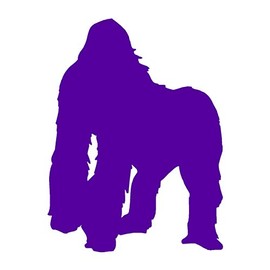Gorilla Ape Monkey Primate - Vinyl Decal Sticker - 5.75" x 7.75" - Purple