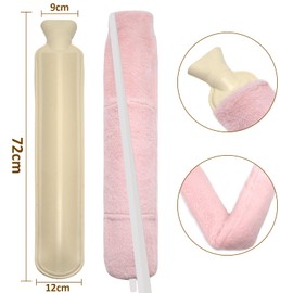 YTACREA Hot Water Bottle Long with Cover, 2L Hot Water Bottle Large with Hand Warmer, Hot Water Bottle XXL Hot Water Bottle Hot Water Bottle Hose for Back, Shoulder and Abdomen, Neck Hot Water Bottle