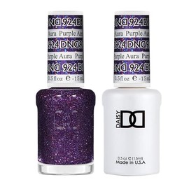 DND Gel Polish Set, Glitter Collection, UV Gel Polish and Air Dry Nail Lacquer, Matching Chip-Free Polish Duo, 924 Purple Aura, 0.5 Fl Oz