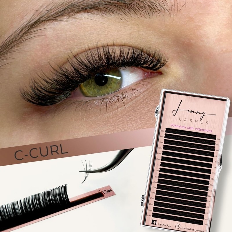LINNY LASHES Eyelash Extension, 16 Rows, C Curl, Thickness 0.07