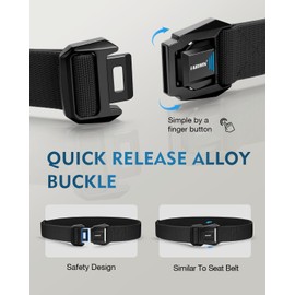 FAIRWIN Tactical Belt Men, Work Rigger Military 1.5" Stretch Nylon Web Belt with Heavy Duty Quick Release Seatbelt Buckle