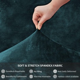 NICEEC Spandex Chair Covers for Dining Chairs Covers Set of 6 Removable Dining Room Chair Covers with Skirt Parson Chair Slipcovers Washable Chair Protector for Kitchen Wedding Banquet(Dark Teal)