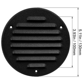 ECOPRO VENT Black Metal 4'' Inch Round Ventilation Grille - Inside/Outside use - (Grille: 4''Ø/Cover Area: 5.25''Ø) - Air Vent Louver - Available 9 Sizes / 2 Types / 3 Colors.