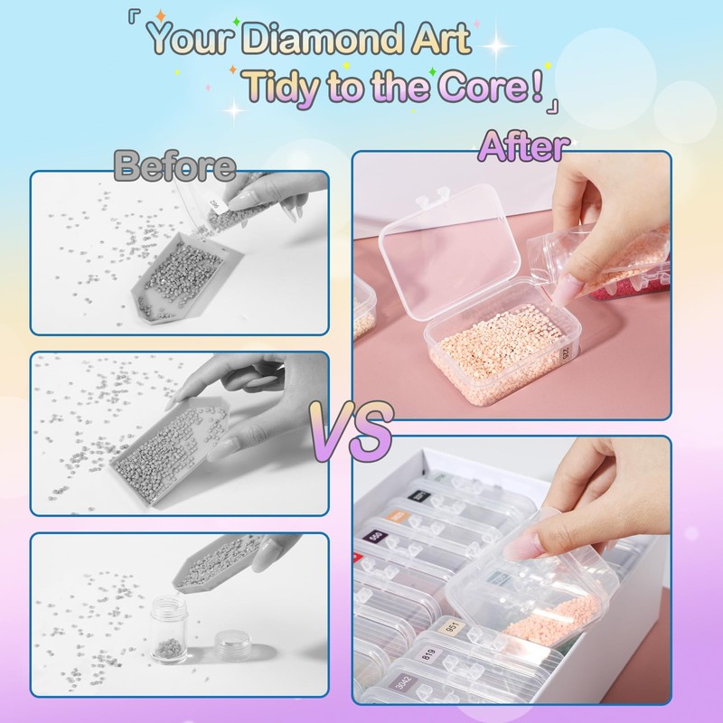 Glotrove Diamond Art Storage Containers Trays, 60 Pcs