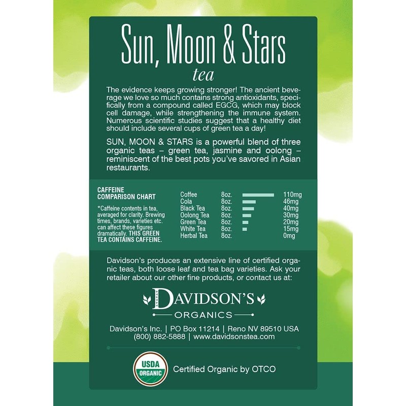Davidson's Organics, Sun, Moon & Stars, 8-count Tea Bags, Pack