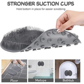 Shower Foot Scrubber, Wall Mounted Bath Massage Pad, Back Scrubber Back with Non Slip Suction Cups to Improve Circulation, Soothe Achy Feet