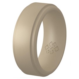 Knot Theory Khaki Tan Silicone Ring for Men - Sophisticated and Versatile, Size 10, Step Edge Breathable Durable Comfort Fit 8mm Bandwidth