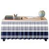 Sanwarm Striped Navy Nautical Table Skirt for Desk Rectangular Tablecloth