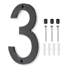 PATIKIL 10 Inch House Number, House Address Numbers Sign Large Floating Modern with Screws for Outside Door Wall Street, Black, 3