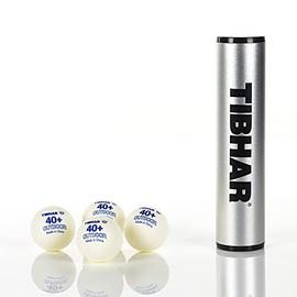 Tibhar Table Tennis Balls Outdoor 40+ and Aluminium Ball Box | White | Pack of 4