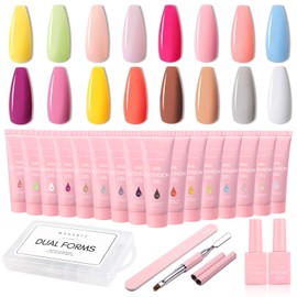 Makartt poly gel kit, builder gel with 16 classic colours, nail extension gel tools gift set with basic gel top coat generator gel kit