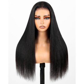 Arabella Wear and Go Glueless Wigs Human Hair Pre Cut Lace 210% Density Lace Front Wig Human Hair 12A Real Pre Plucked Bleached Knots Upgraded Straight Wig (20inch, 6x6x1 Glueless Wig)