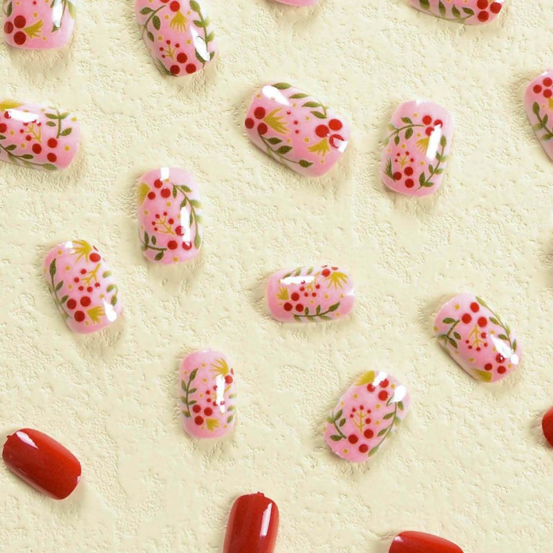 Lifextol Press on Nails Short Round Fake Nails with Spring