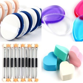 Domaejikbang 12-Type Makeup Puff, Brush, Sponge, Eyeshadow Applicator, Cosmetic Tools Cotton Pad Heart Puff 4P 30ea