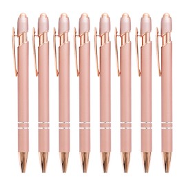 Pack of 8 Metal Ballpoint Pens, Retractable Ballpoint Pens, Portable Water Pens, Ballpoint Pen with Black Ink, Office and School Stationery