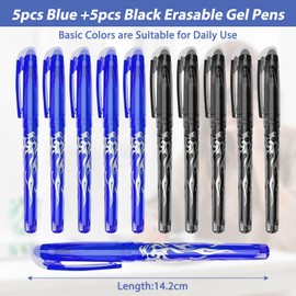 Uirheurd Pack of 10 Erasable Ballpoint Pens 0.7 mm Erasable Rollerball Pen Rollerball Pen Erasable Friction Pens for School Supplies Office Supplies Blue Black