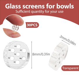 30 Pcs High Borosilicate Glass Screens 8mm,Honeycomb Holes Filter Screens with Daisy Design,Includes Storage Box,Tnkcter