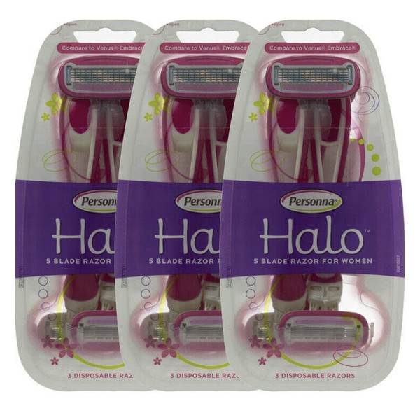 Personna Halo Softglide Women 5 Blade Razor Pack Of 3(Lot Of 3) Total 9 Razors