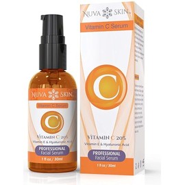 Nuva Skin Sérum Facial De Vitamina C - Sérum Facial Con Vitamina C Y Ácido Hialurónico, Sérum Antiedad, Sérum Iluminador, Sérum Facial Iluminador Con Aceite De Vitamina C, Sérum Facial Para La Producc