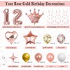 Miidenks 12th Birthday Decorations for Girls, Rose Gold Happy 12