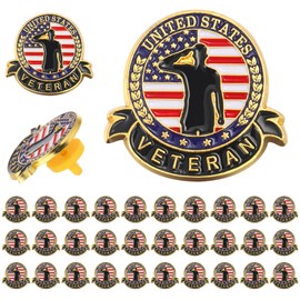 Yinkin 30 Pcs Veteran Day Label Pins Patriotic American Flag Veterans Day Gold Pin Badge Brooch Enamel Pins Appreciation Gifts for Military Veterans Memorial Day Party Favor
