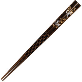 Wakasa Lacquer Chopsticks 264666 Foil Nanten, Black, Natural Wood, Dishwasher Safe, 9.1 inches (23 cm), Made in Japan