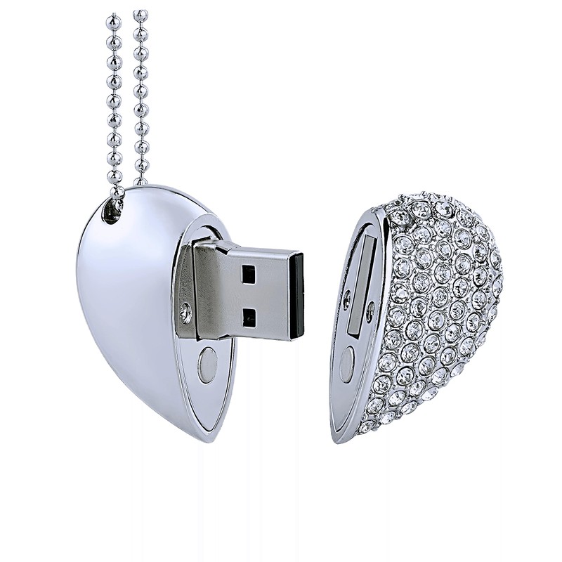 WooTeck 64GB Crystal Loving Heart Jewelry USB Flash Drive Memory