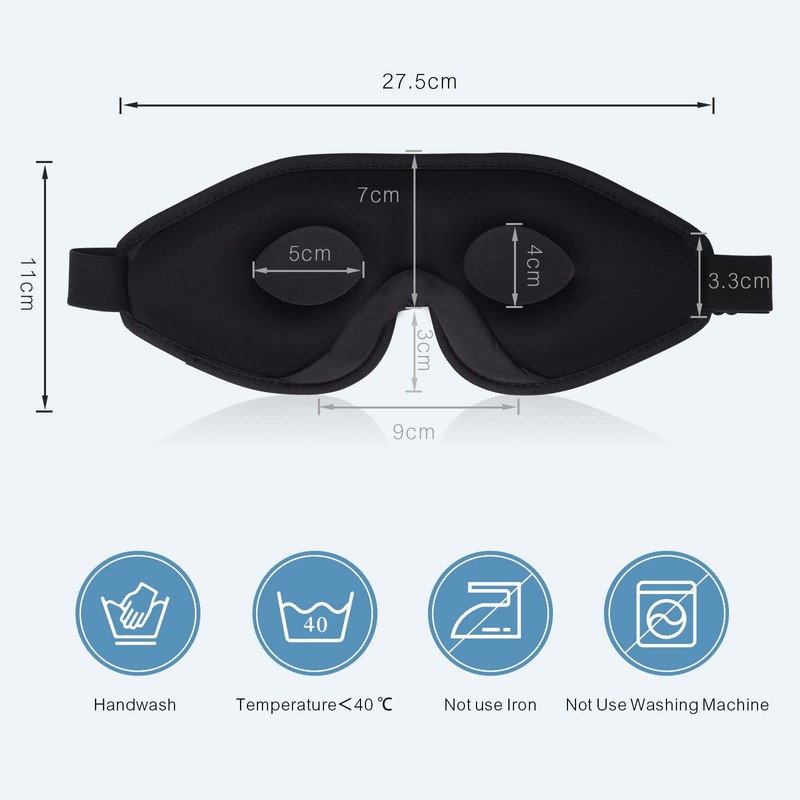 WellSync Sleep Eye Mask for Men Women,Zero Pressure 3D Blackout