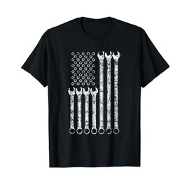 American Flag Mechanic Combination Wrench T-Shirt Gift Mens T-Shirt