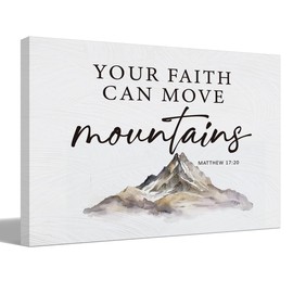 BIWSHA Christian Wall Art, Your Faith Can Move Mountains Canvas Wall Decor, Bible Verse Decor, Inspirational Prayer Room Decor, Christian Decor for Bathroom Bedroom Office, 11x14