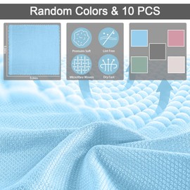 Beaface Microfibre Cleaning Cloths Fish Scale Cloth Nanoscale Cloths Lint Free Streaks Free Polishing Cleaning Cloths for Windows Mirrors Glass Dishes (10 PCS, 25 x 25 cm)