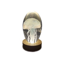 Shop-UP! Medusa light blue tentacles large, phosphorescent 3D large crystal lamp, with base and led light, gift box included