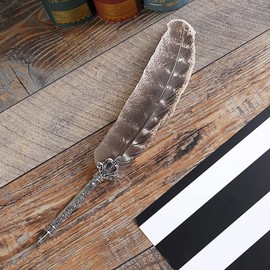 ANCLLO Vintage Feather Quill Pen Nature Feather Dip Pen for Wedding Sign in Creative Office Supplies - Style B