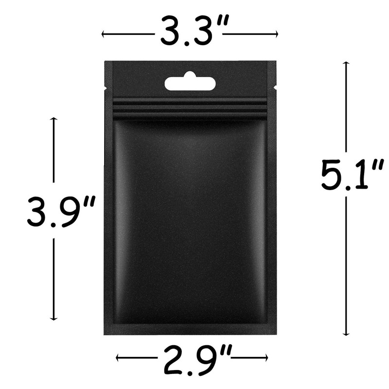 100 Pcs Black Resealable Smell Proof Ziplock Storage Bags, Foil