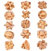 VolksRose 15pcs Wooden Brain Teaser Puzzles, IQ Challenge Puzzle Games,
