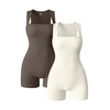 OQQ Women 2 Piece Rompers Yoga Stretch Strappy Square Neck