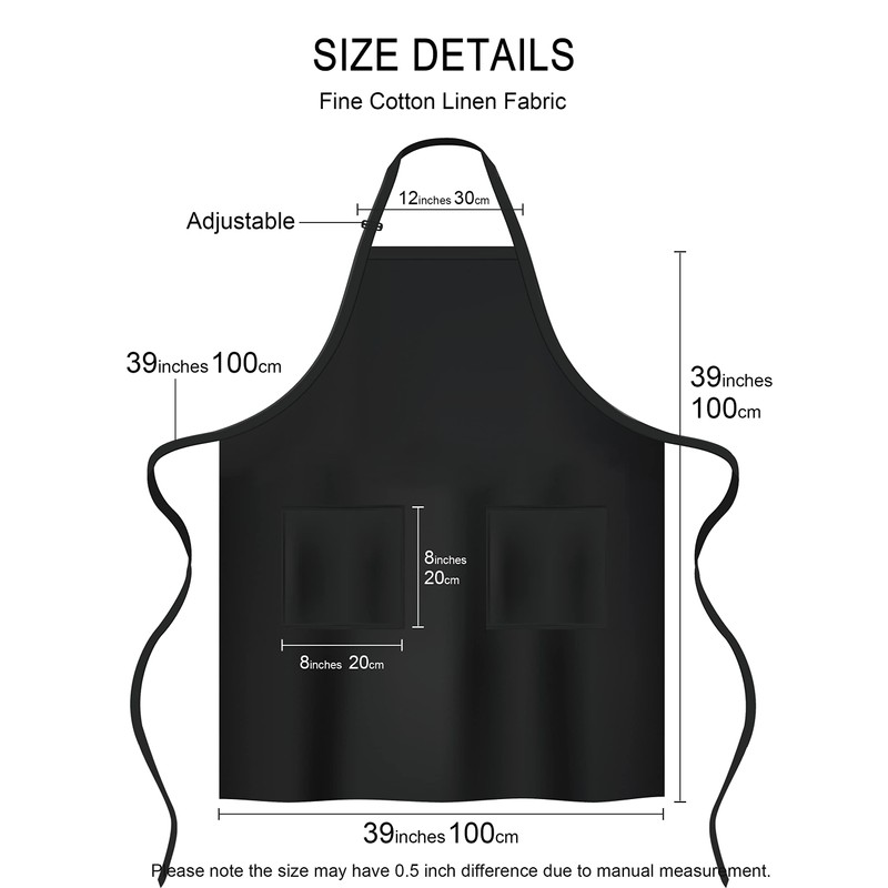 APRONNER Cotton Linen Baking Plus Size Aprons for Women with