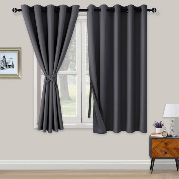 XWZO Blackout Curtains Shades Window Curtain Panels with Tiebacks- Noise