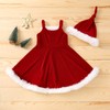 MBMSHEGH Toddler Baby Girls Christmas Dress Fluffy Stitching Spaghetti Strap