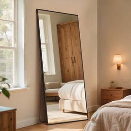 LDB_BUILDING 56"x 21" Full Length Mirror, Tall Standing Floor Mirror w/Shatterproof Glass, Wall Mounted Mirrors for Bedroom, Living Room, Entryway,Dressing Room Home Decor，Black
