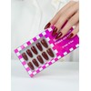ASONRL 32 PCS Long Almond Maroon Press on Nails- Solid